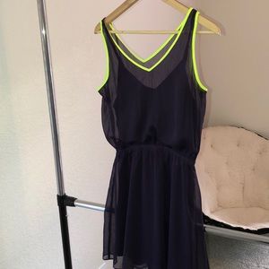 Express purple dress with neon trim